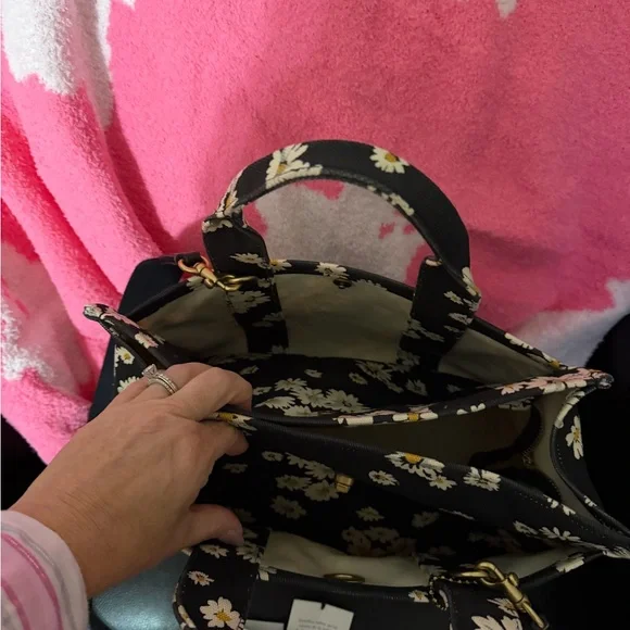 Coach Black and Yellow Floral Tote - Picture 4 of 5